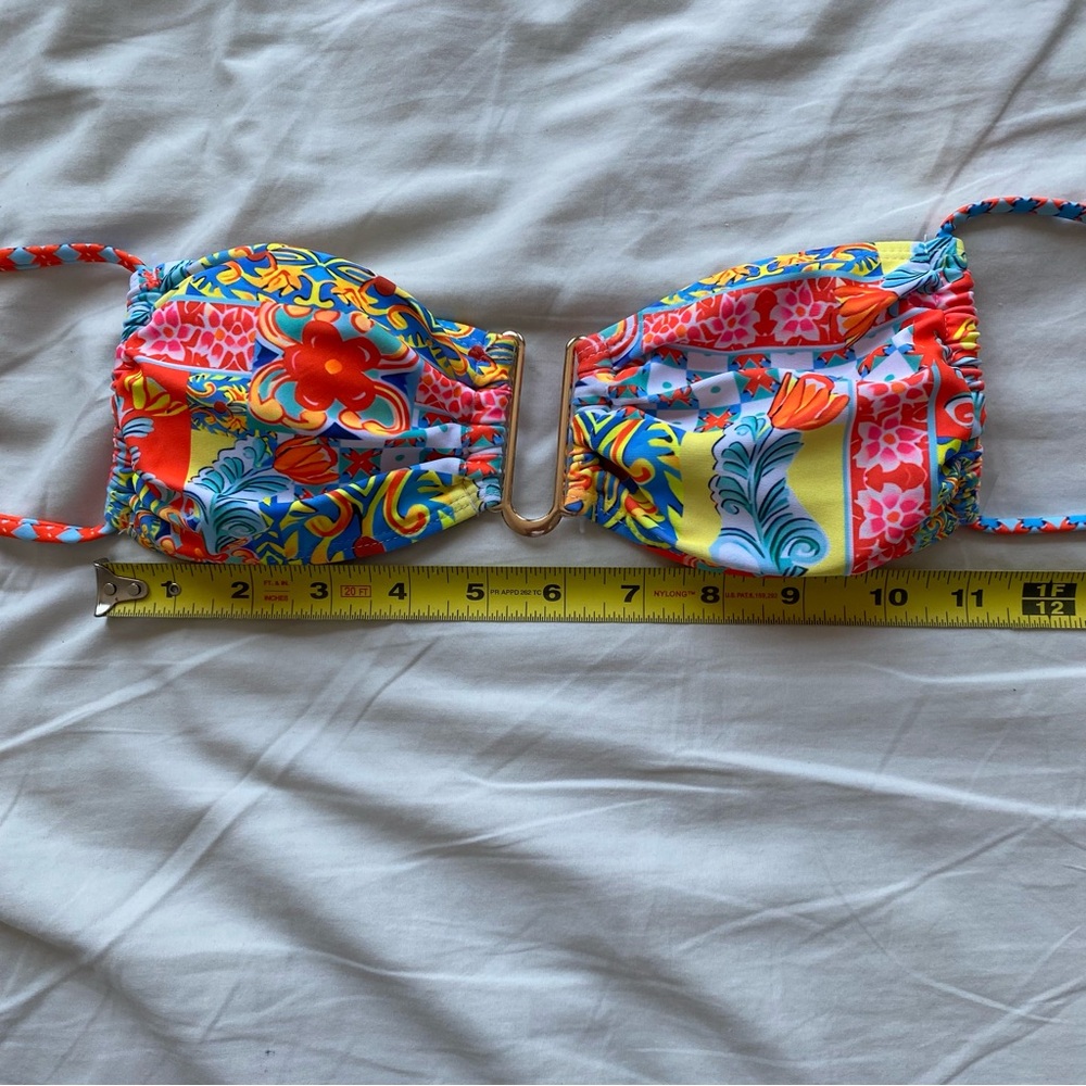 Colorful Floral Bikini Top with Center Ring - Picture 5 of 6